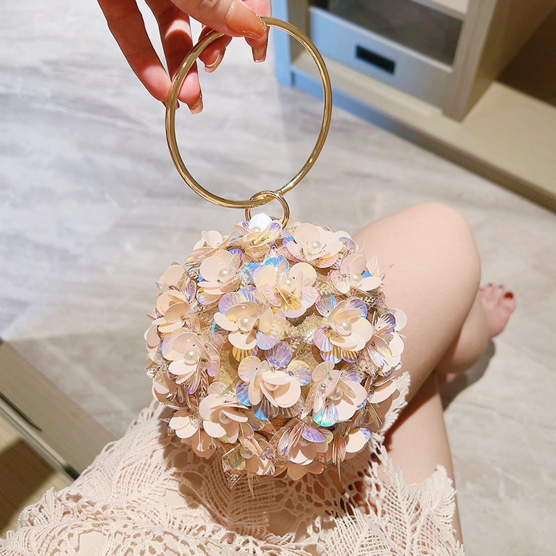 Mini Bag Evening Clutch - Mini Pullu Çiçek Gece Çantası, Zarif