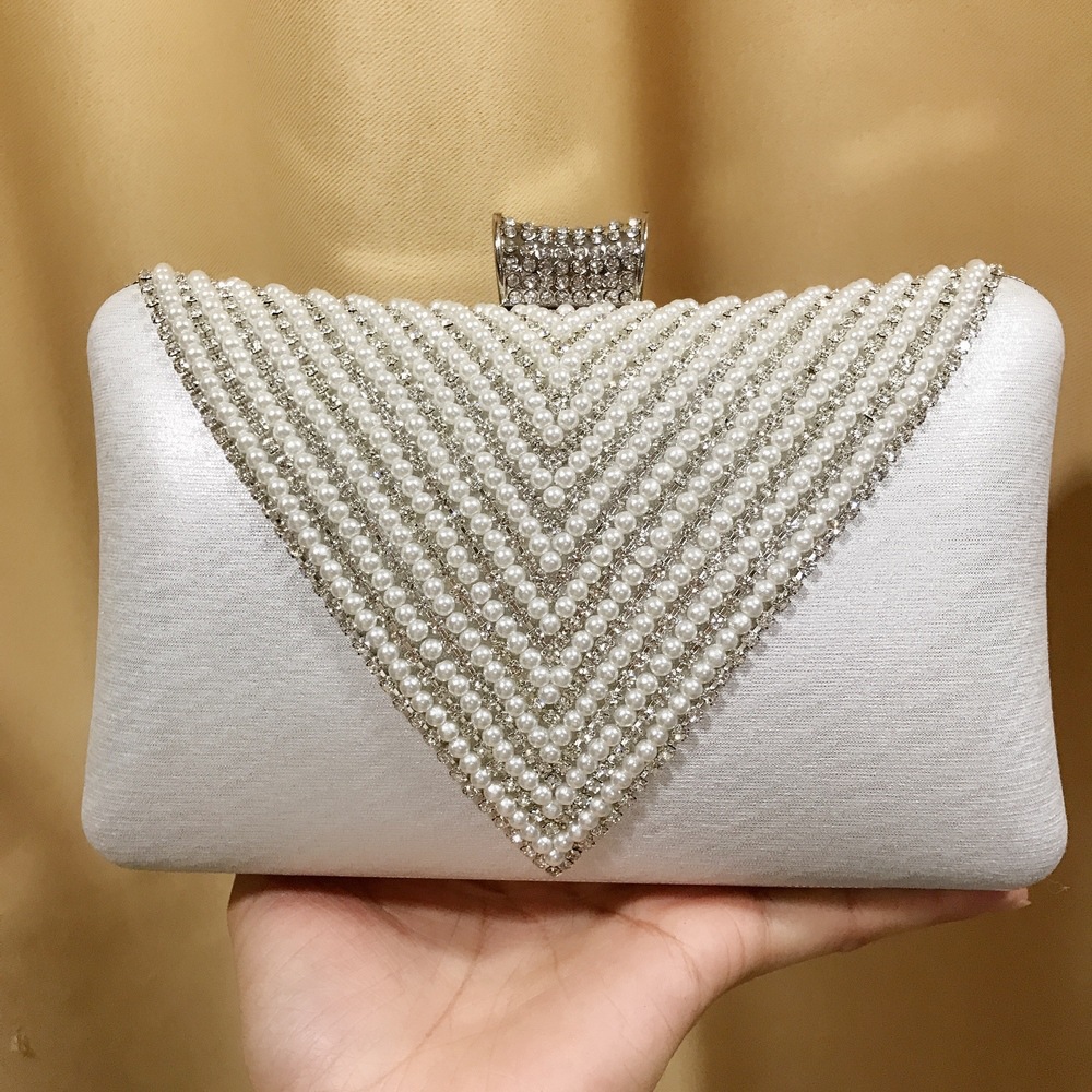 Mini Bag Evening Clutch - Kadın Inci Elmas Boncuklu Gece Çantası