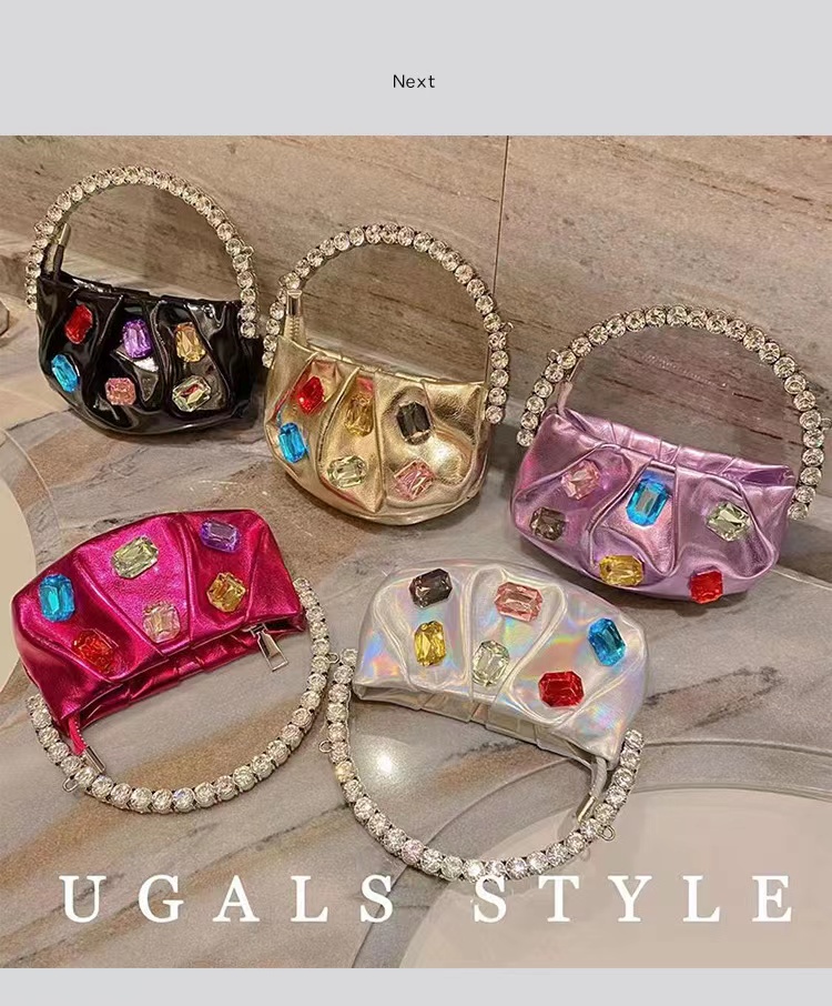 Mini Bag Evening Clutch - Lüks Metal Saplı Mini Çanta Kadın