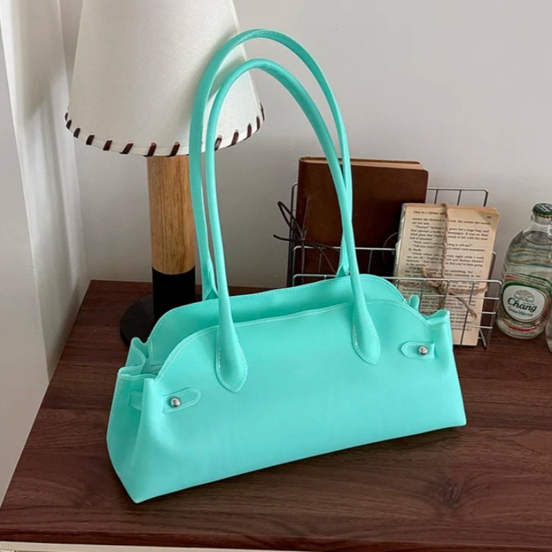 Luxury Bags Coach - Kadın PVC Düz Renk Kısa Saplı