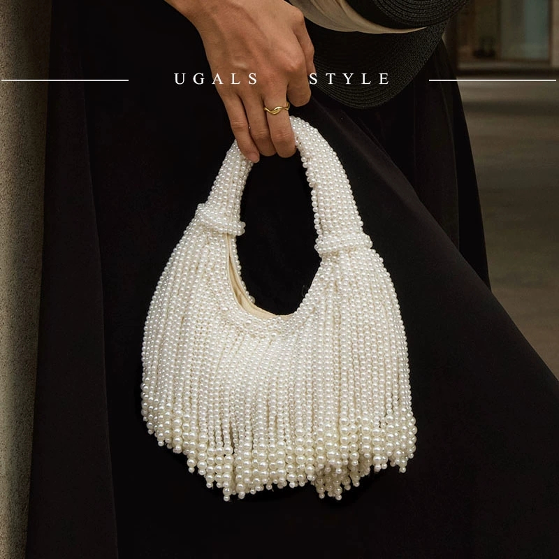 Luxury Bags Vendor - Tasarım Saplı İncili Abiye El Çantası