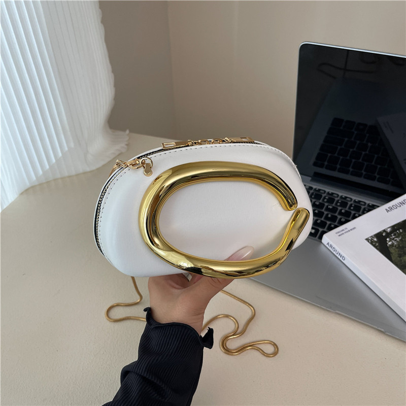 Mini Bag Evening Clutch - Retro Altın Metal Saplı Kadın El